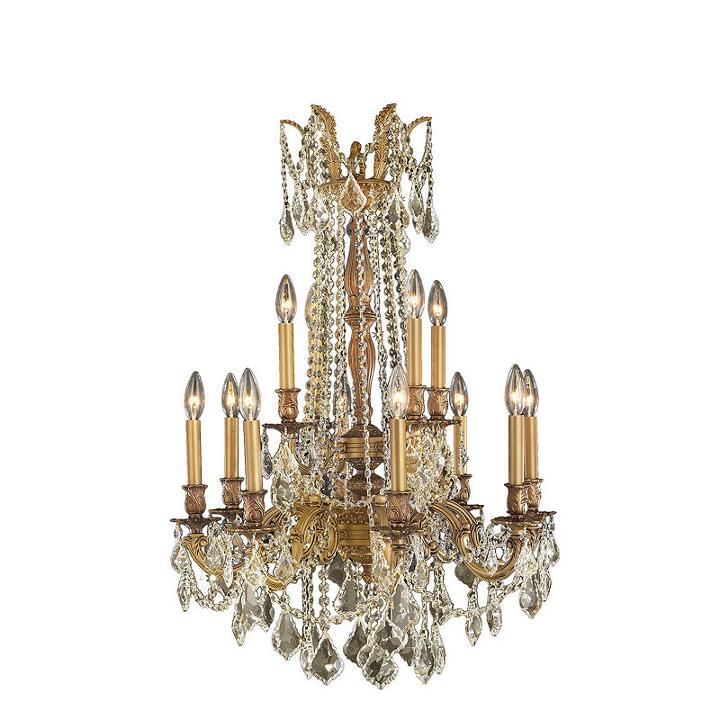 Windsor Collection 12 Light 2-tier Golden Teak Crystal Chandelier