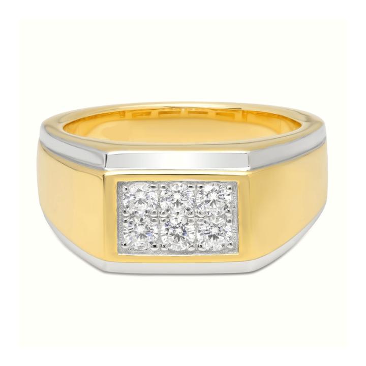 Mens Sterling Silver & 14k Gold Over Silver Cubic Zirconia Ring