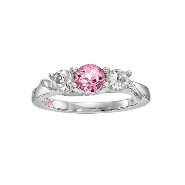 Survivor Collection Genuine Clear & Pink Swarovski Topaz Sterling Silver Joanna Ring