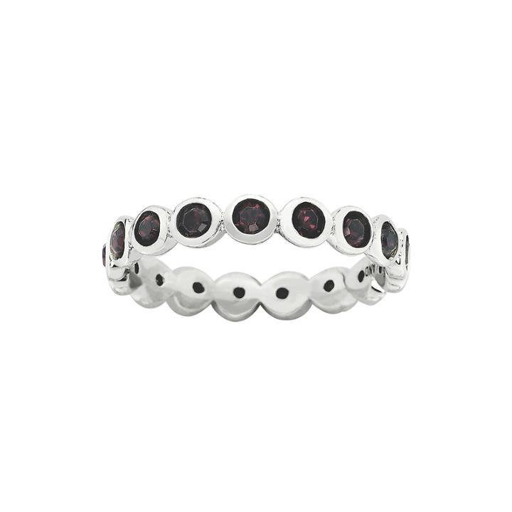 Personally Stackable January Red Crystal Sterling Silver Eternity Ring