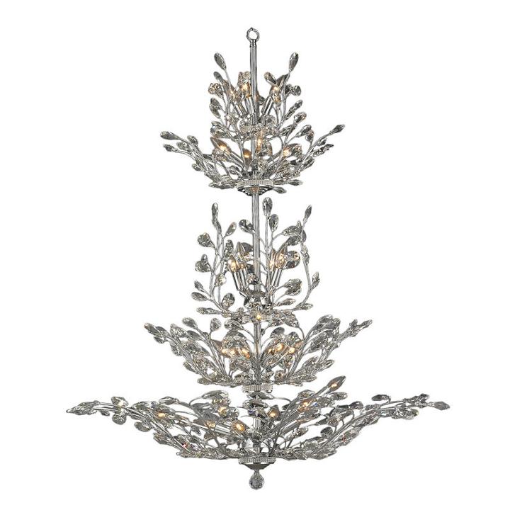 Aspen Collection 26 Light Chrome Finish And Clearcrystal Floral Chandelier 42 D X 50 H Four 4 Tier Large