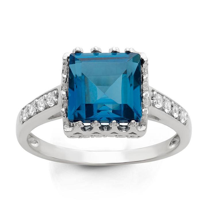 London Blue Womens Blue Blue Topaz Sterling Silver Cocktail Ring