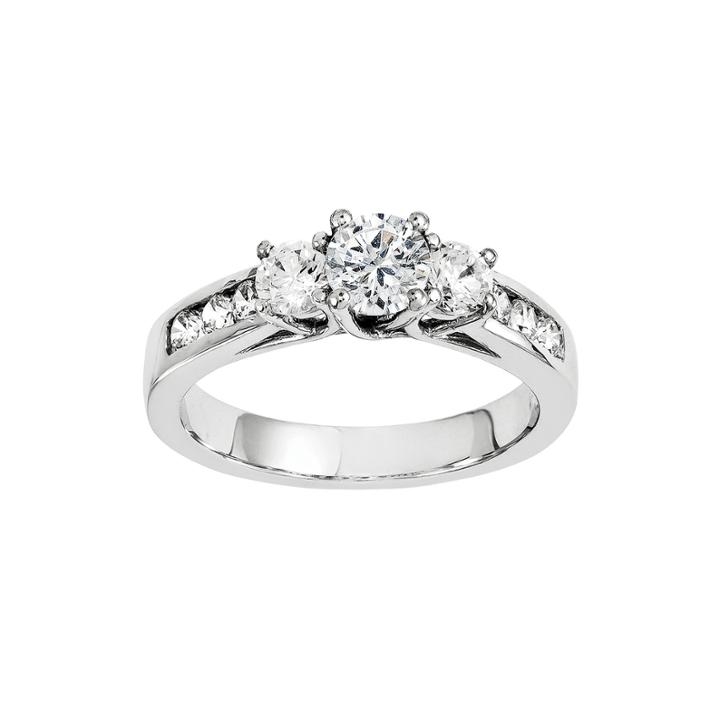 5/8 Ct. T.w. Diamond 14k White Gold Channel Set 3-stone Engagement Ring
