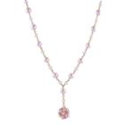 Womens Pink Quartz 14k Y Necklace