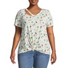 Short Sleeve V Neck T-shirt- Juniors Plus