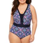 Zeroxposur Geometric One Piece Swimsuit Plus