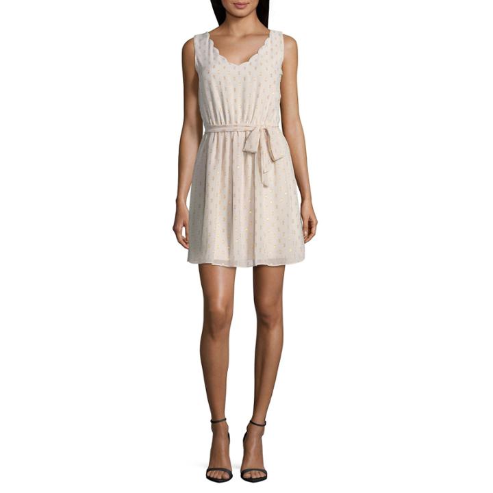 By & By Sleeveless Dots Fit & Flare Dress-juniors