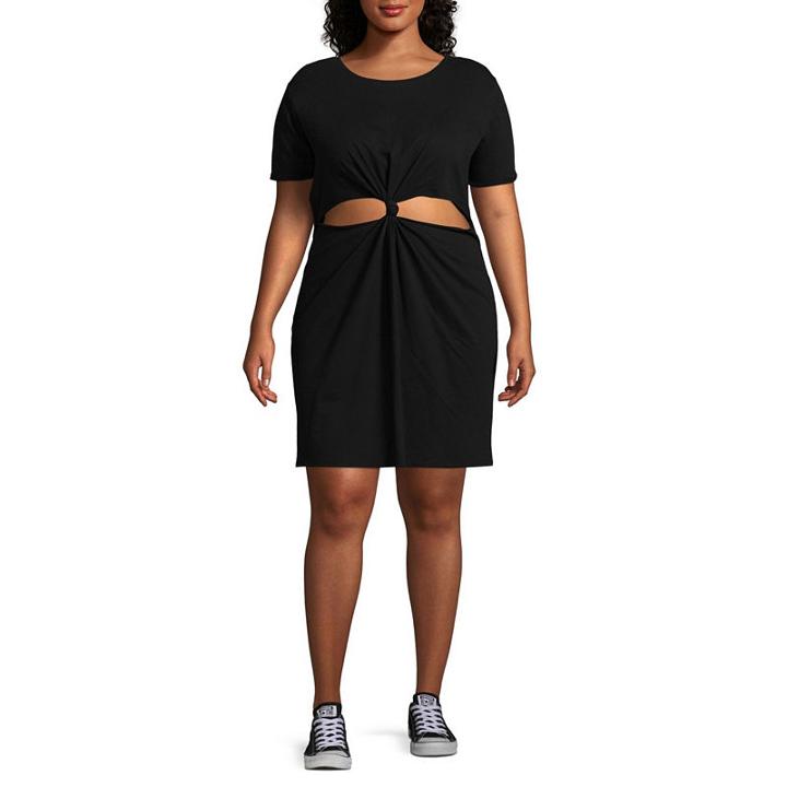 Arizona Short Sleeve T-shirt Dresses - Juniors Plus