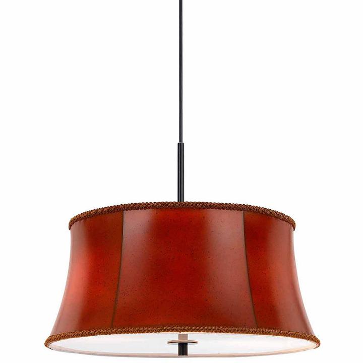 Wooten Heights 14.5 Inch Metal Pendant In Leatherette Finish