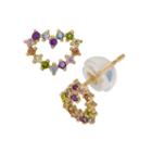 Round Multi Color Cubic Zirconia 14k Gold Stud Earrings