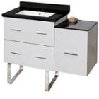 37.75-in. W Floor Mount White Vanity Set For 1 Hole Drilling Black Galaxy Top White Um Sink