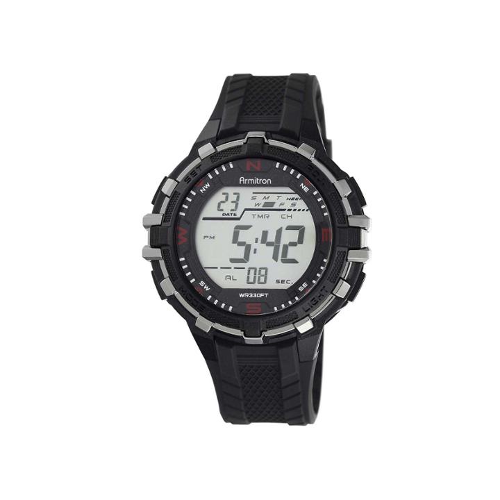 Armitron Pro-sport Mens Black Resin Strap Chronograph Sport Watch 40/8327blkj