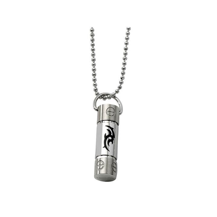 Mens Stainless Steel Rubber Swirl Pendant