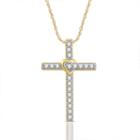 Womens 1/4 Ct. T.w. Genuine White Diamond 10k Gold Cross Pendant Necklace