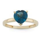 Womens Topaz Blue 10k Gold Heart Cocktail Ring