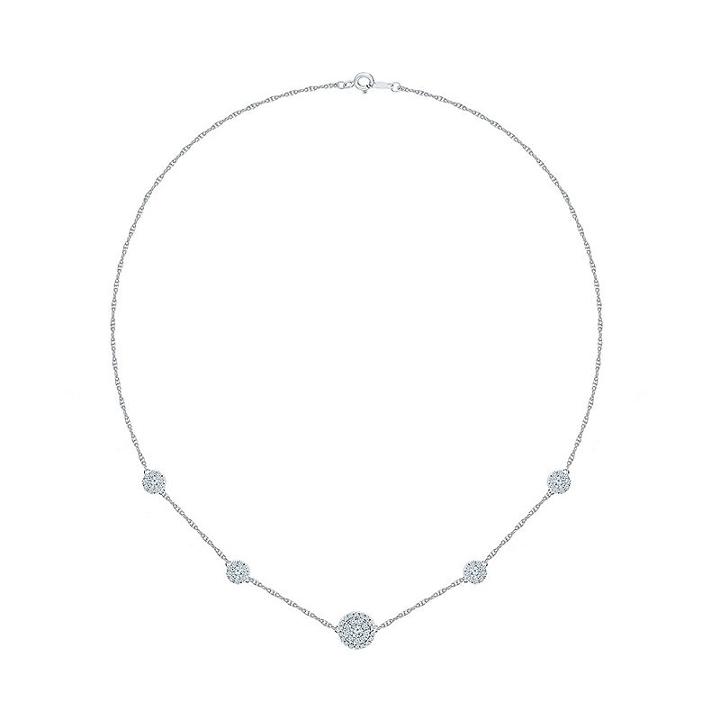 Womens 1 Ct. T.w. Genuine White Diamond Sterling Silver Pendant Necklace