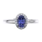 Womens 1/10 Ct. T.w. Genuine Tanzanite Blue 10k White Gold Halo Ring