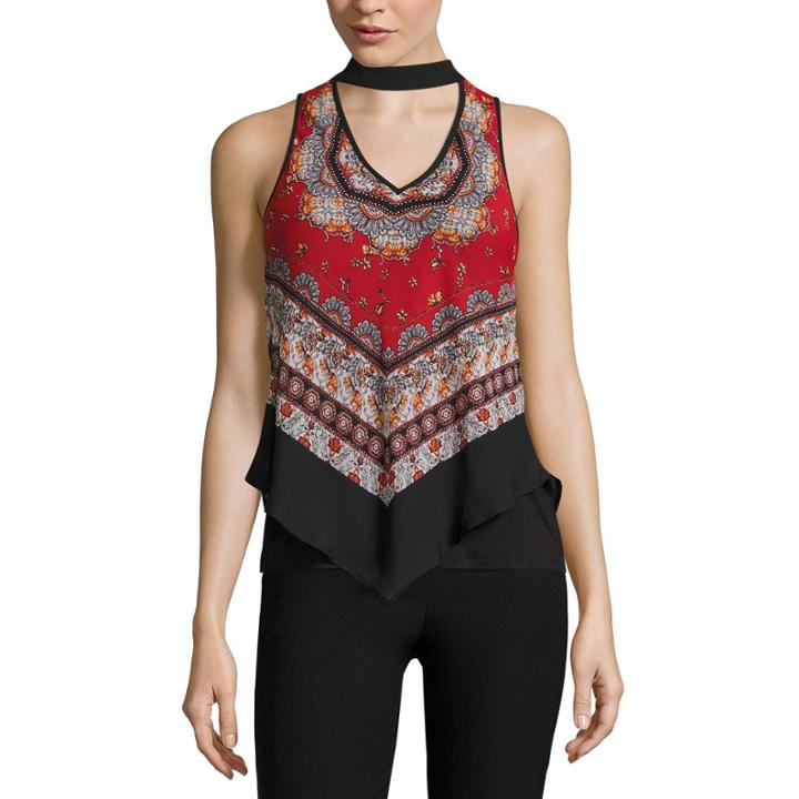 By & By Sleevelesschocker Neck Chiffon Blouse-juniors