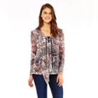 Skyes The Limit Himalaya Long Sleeve Crew Neck Mesh Paisley Blouse-plus