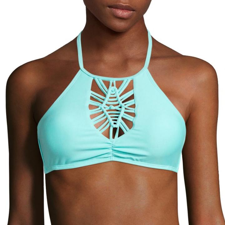 Arizona Macrame High-neck Halter Swim Top - Juniors