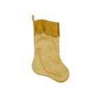 20 Gold Glittered Poinsettia Christmas Stocking With Shadow Velveteen Cuff