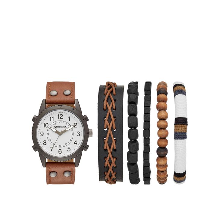 Arizona Mens Brown 6-pc. Watch Boxed Set-fmdarz546