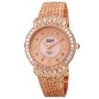 Burgi Womens Rose Goldtone Strap Watch-b-120rg