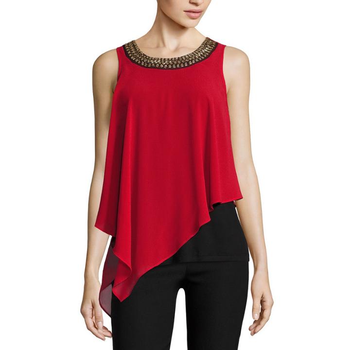 By & By Sleeveless Scoop Neck Georgette Blouse-juniors
