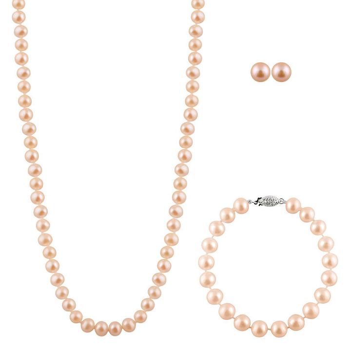 Womens 3-pc. Pink Sterling Silver Jewelry Set