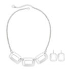 Liz Claiborne Silver-tone Box Necklace & Earring Set