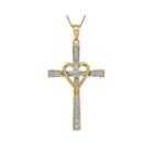 1/10 Ct. T.w. Diamond 14k White Gold Cross Pendant Necklace