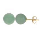 Round Green Jade 14k Gold Stud Earrings
