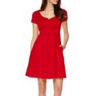 Danny & Nicole Short-sleeve Seamed Scuba Fit-and-flare Dress - Petite