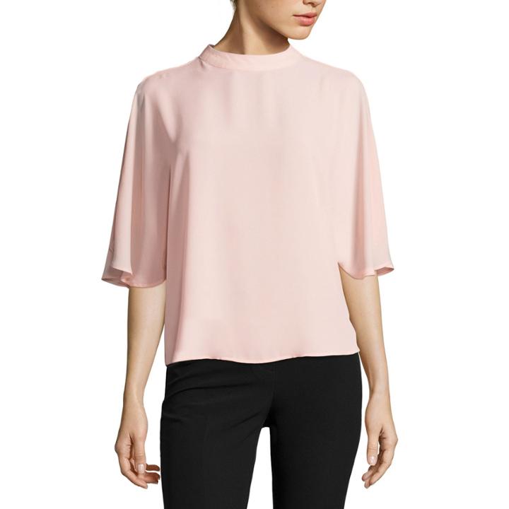 Worthington Short Sleeve Crew Neck Dobby Blouse
