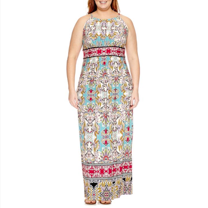 Studio 1 Sleeveless Damask Maxi Dress-plus