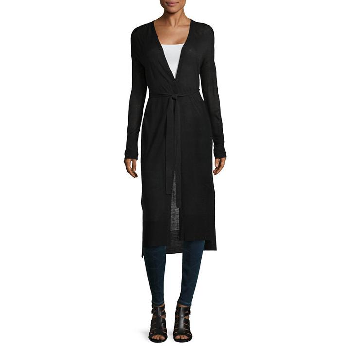 Worthington Long Sleeve Belted Sweater-tall