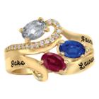 Celebrations Of Life Womens Simulated Multi Color Multi Stone Gold Over Silver Band