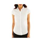 Worthington Short-sleeve Button-front Oxford Shirt - Petite