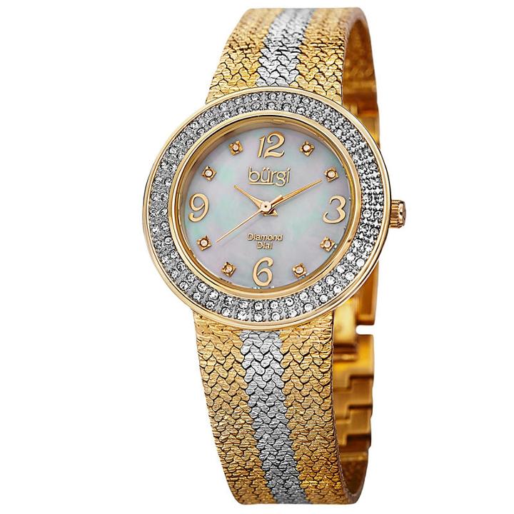 Burgi Womens Two Tone Strap Watch-b-097ttg