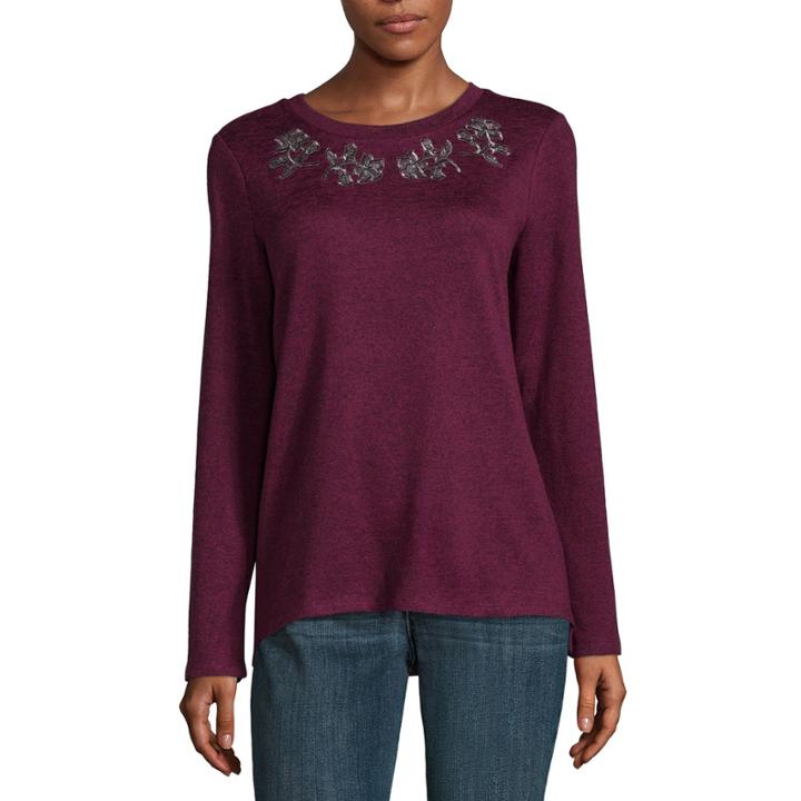 St. John's Bay Long Sleeve Round Neck T-shirt-womens