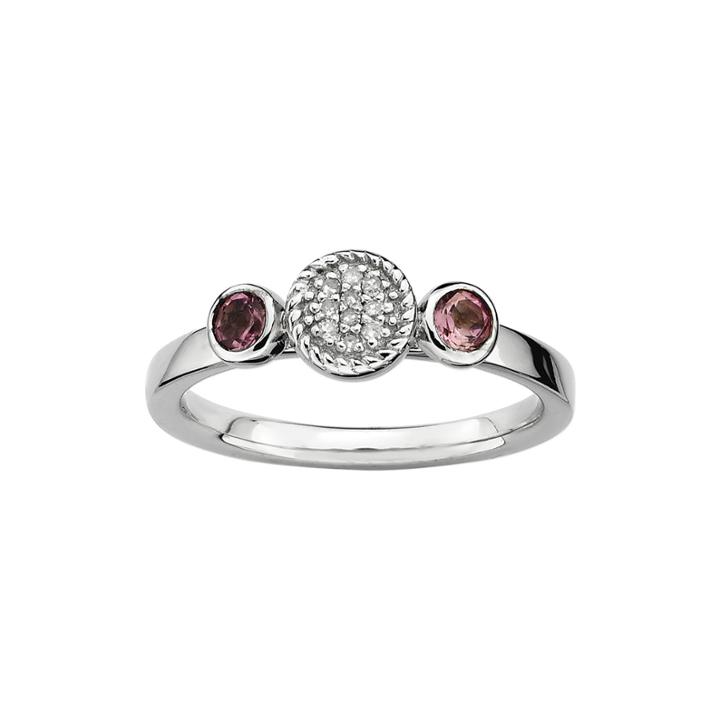 Personally Stackable Double Pink Tourmaline & Diamond-accent Ring