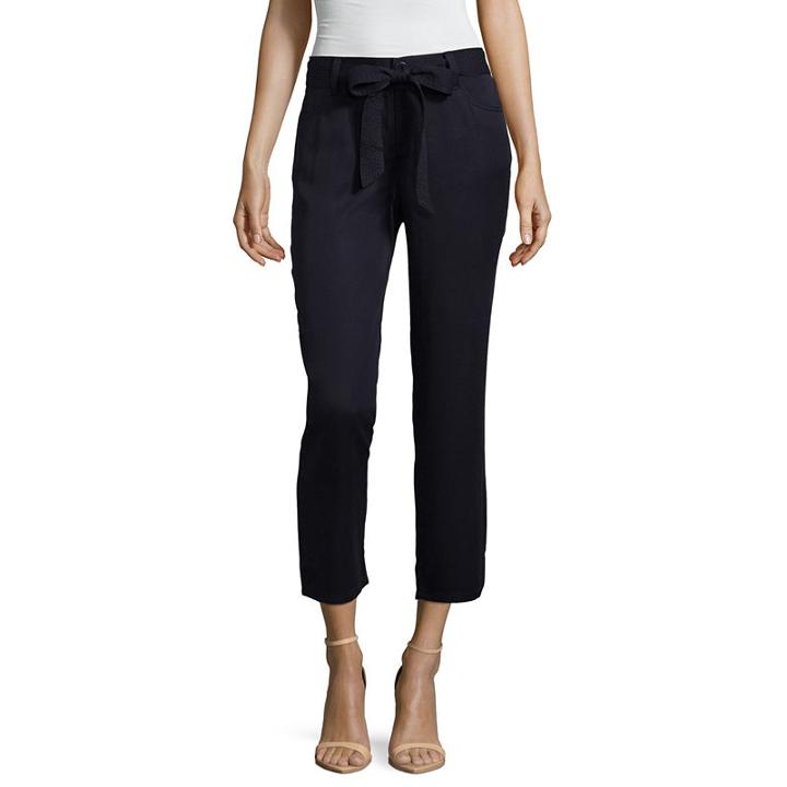 Liz Claiborne Straight Leg Tie Waist Chino Pants