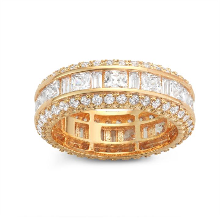 Diamonart Womens 4 Ct. T.w. Lab Created White Cubic Zirconia 14k Gold Over Silver Band