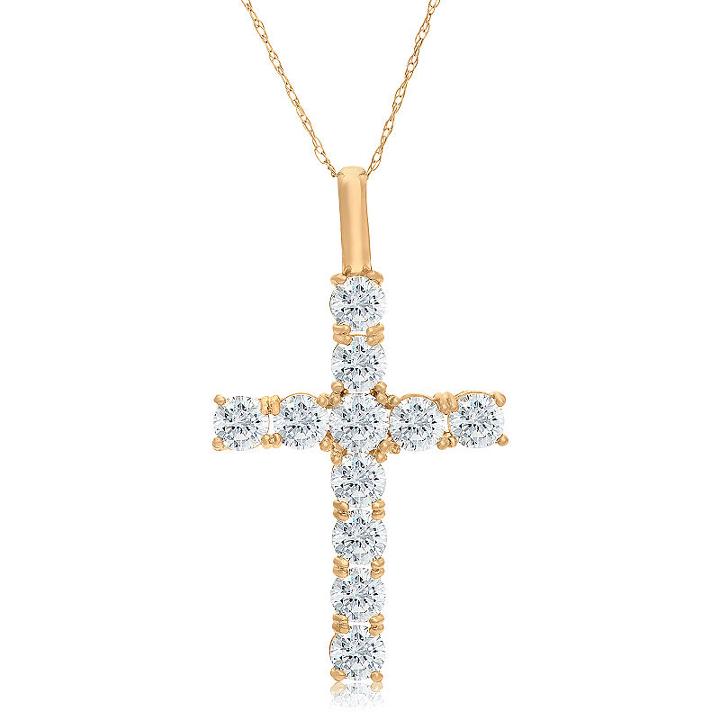 Womens 1 1/4 Ct. T.w. White Cubic Zirconia 10k Gold Pendant Necklace