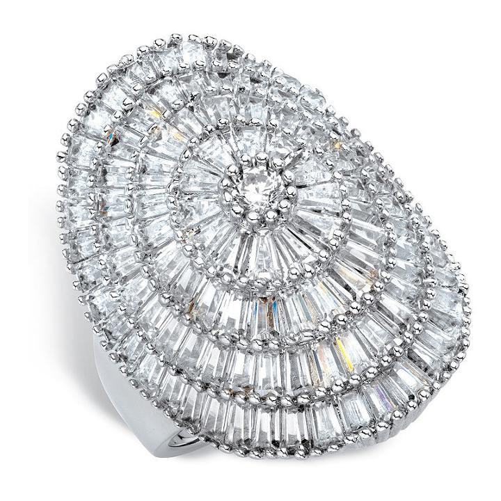 Diamonart Womens Greater Than 6 Ct. T.w. White Cubic Zirconia Brass Cocktail Ring