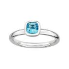 Personally Stackable Cushion-cut Genuine Blue Topaz Sterling Silver Ring