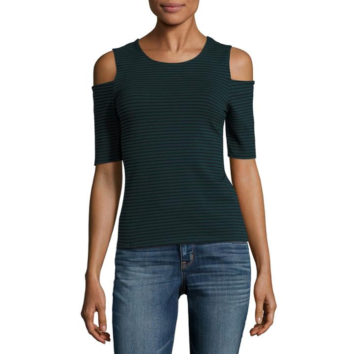 City Streets Ribbed Cold Shoulder Top