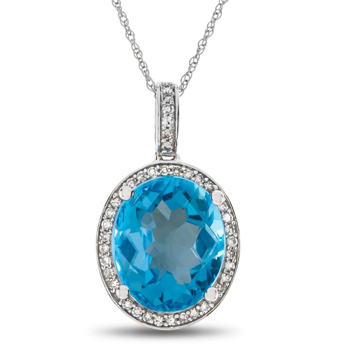 Womens 1/8 Ct. T.w. Blue Blue Topaz 10k Gold Pendant Necklace