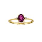 Genuine Pink Tourmaline Diamond-accent 14k Yellow Gold Ring