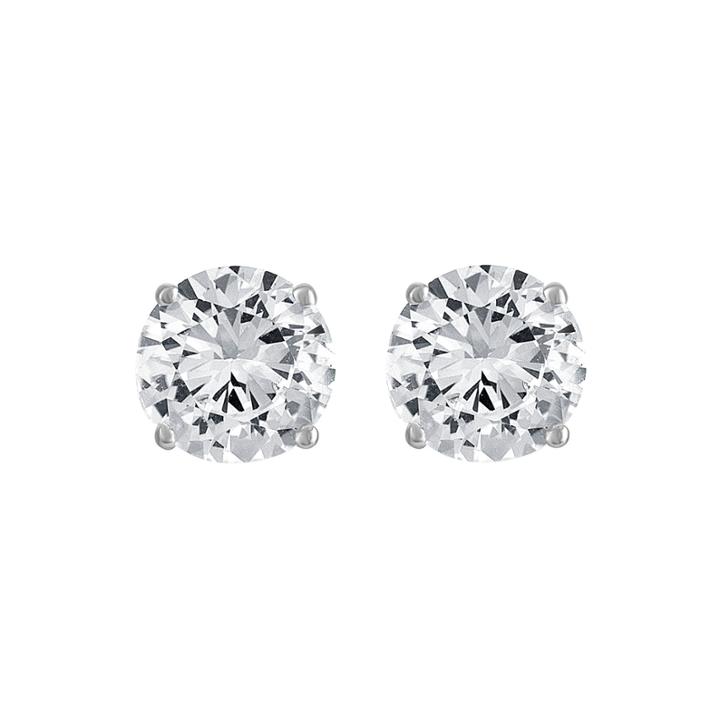 Round White Lab Created Sapphire Sterling Silver Stud Earrings